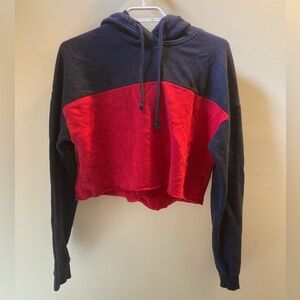 Red and Black Cropped Hoodie